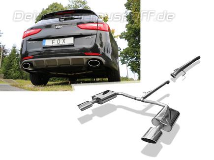FOX Edelstahl Duplex Racing-Komplettanlage ab Kat. Kia Optima 2 Typ JF Sportswagon 2.0l GT je 160x90mm oval eingerollt seitlich abgeschrägt