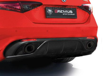 Remus Carbon Endrohrsatz 2x102mm rund eingerollt seitlich abgeschrägt für Alfa Romeo Giulia Veloce