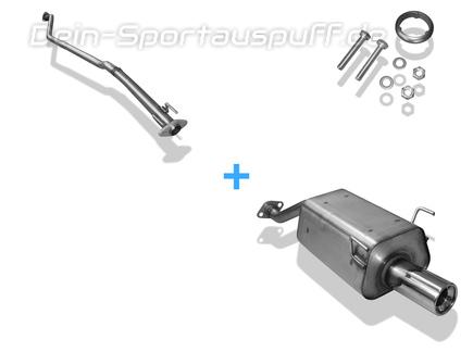 Fox Edelstahl Racing-Komplettanlage ab Kat Honda Civic 7 5-türig Typ EU 1x90mm rund eingerollt gerade mit Absorber