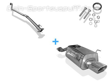 Fox Edelstahl Racing-Komplettanlage ab Kat Honda Civic 7 5-türig Typ EU 135x80mm flachoval eingerollt abgeschrägt mit Absorber