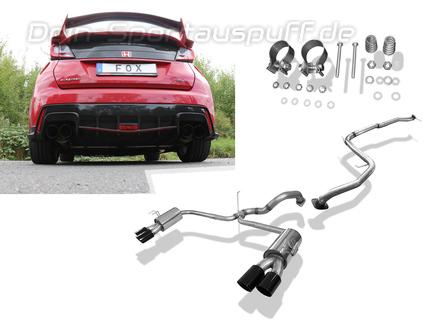 FOX Edelstahl Duplex Racing-Komplettanlage ab Kat. Honda Civic 9 FK2 Type-R je 2x90mm schwarz rund doppelwandig abgeschrägt
