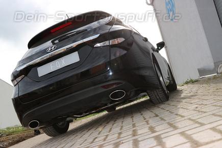 Fox Edelstahl Duplex Sportauspuff-Komplettanlage ab Kat Hyundai i40 CW 1.7 CRDi je 160x90mm oval eingerollt seitlich und unten abgeschrägt