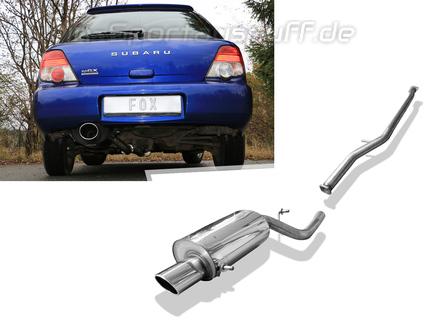 Fox Edelstahl Racing-Komplettanlage ab Kat Subaru Impreza GD GG 2.0l 129x106mm oval eingerollt abgeschrägt