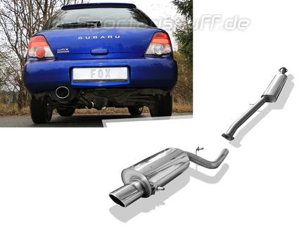 Fox Edelstahl Sportauspuff-Komplettanlage ab Kat Subaru Impreza GD GG 2.0 92kW 129x106mm oval eingerollt abgeschrägt
