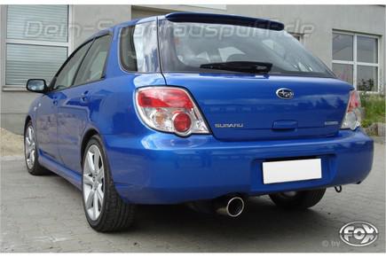 Fox Edelstahl Sportauspuff-Komplettanlage ab Kat Subaru Impreza GD GG 2.0 92kW 1x100mm rund eingerollt abgeschrägt mit Absorber