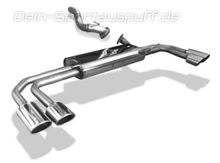 FOX Edelstahl Duplex Sportauspuff inkl. Verbindungsrohr Mercedes V-Klasse W447 V220 d mit langem Überhang je 2x115x85mm oval eingerollt abgeschrägt
