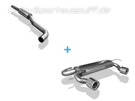 Fox Edelstahl Duplex Sportauspuff-Komplettanlage ab Kat Audi TT 8N quattro Coupe u. Roadster je 100mm rund eingerollt mit Absorber