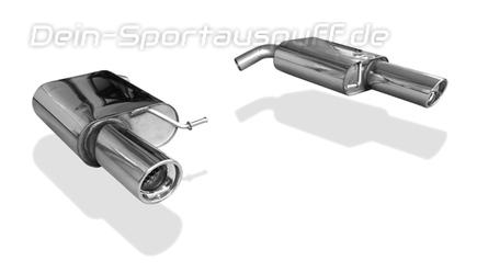 FOX Edelstahl Duplex Sportauspuff VW Passat 3C 3.2 FSI 4Motion je 100mm rund eingerollt abgeschrägt mit Absorber