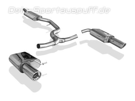 FOX Edelstahl Duplex Sportauspuffanlage ab Kat VW Passat 3C 3.2 FSI 4Motion je 100mm rund eingerollt abgeschrägt mit Absorber