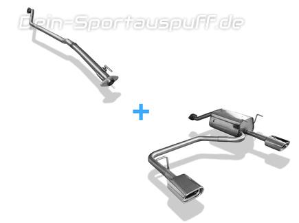 Fox Edelstahl Duplex Racing-Komplettanlage ab Kat Honda Civic 7 Coupe Typ EM je 135x80mm flachoval eingerollt abgeschrägt mit Absorber