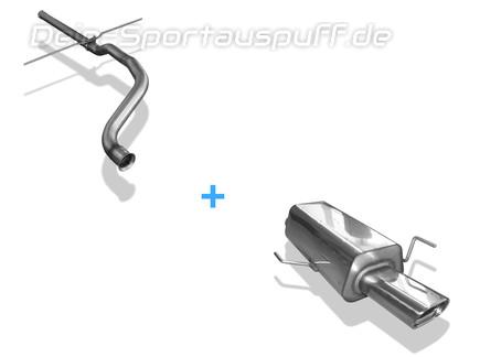 Fox Edelstahl Racing-Komplettanlage ab Kat Audi 80 B4 2.0-2.8l Limousine/Avant 135x80mm flachoval eingerollt abgeschrägt mit Absorber