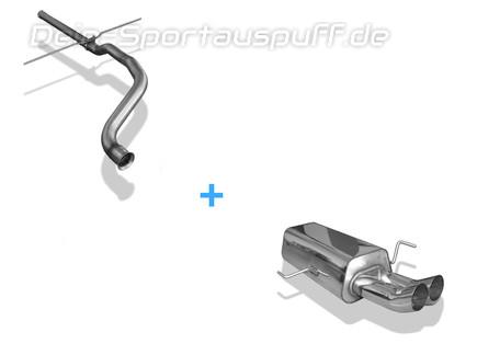 Fox Edelstahl Racing-Komplettanlage ab Kat Audi 80 B4 Limousine/Avant 2.0-2.8l 2x76mm DTM rund scharf