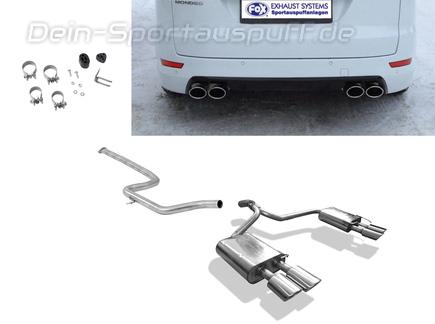 Fox Edelstahl Duplex Racing-Komplettanlage ab Kat Ford Mondeo MK4 Fließheck 2.5l ab 2007 je 2x106x71mm oval eingerollt abgeschrägt mit Absorber