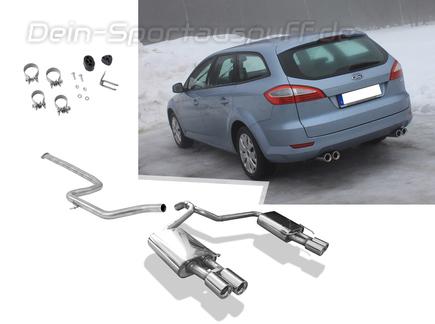 Fox Edelstahl Duplex Racing-Komplettanlage ab Kat Ford Mondeo MK4 Turnier 2.5l ab 2007 2x80mm rund eingerollt gerade mit Absorber