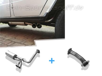 Fox Edelstahl Racing-Komplettanlage ab Kat Mercedes G-Klasse W463 ohne Trittbrett 2x76mm rund scharf abgeschrägt