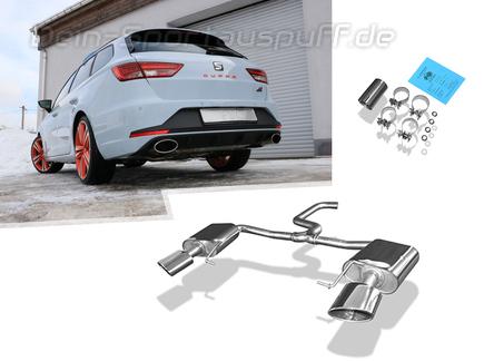 Fox Edelstahl Duplex Sportauspuff Seat Leon ST 5F Cupra 300 je 160x90mm oval eingerollt seitlich und nach unten abgeschrägt
