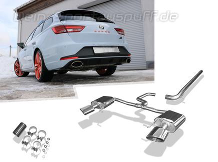 Fox Edelstahl Duplex Racing-Komplettanlage ab Kat Seat Leon ST 5F Cupra 300 je 160x90mm oval eingerollt seitlich und nach unten abgeschrägt