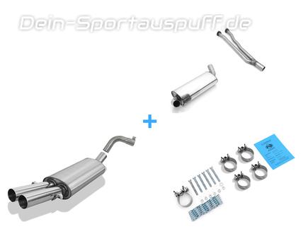 Fox Edelstahl Sportauspuff-Komplettanlage ab Kat Audi 80/90 89 B3 Coupe 2.6l 2.8l bis Bj. 07/94 2x63mm rund scharf