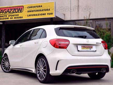 Ragazzon Edelstahl Duplex Racing-Komplettanlage ab Kat Mercedes A-Klasse W176 A180 A200 je 135m90mm oval doppelwandig