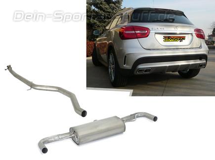 Ragazzon Edelstahl Duplex Racing-Komplettanlage ab Kat Mercedes GLA Typ X156 (Mod. mit GLA45 AMG-Heck) für Serienendrohre