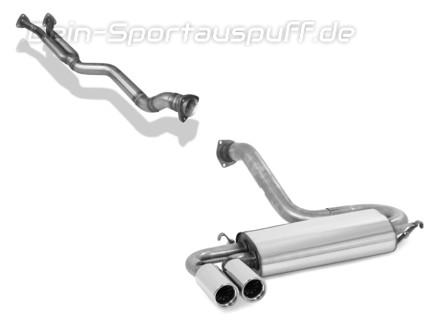 Fox Edelstahl Racing-Komplettanlage ab Kat Audi 80 S2 Coupe quattro (Typ 89) 2x76mm rund eingerollt gerade mit Absorber
