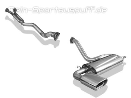 Fox Edelstahl Racing-Komplettanlage ab Kat Audi 80 S2 Coupe quattro (Typ 89) 135x80mm flachoval eingerollt abgeschrägt mit Absorber