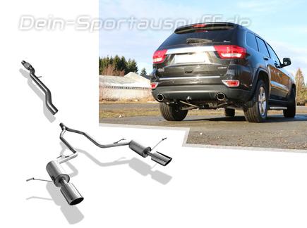 FOX Edelstahl Duplex Sportauspuffanlage ab Kat. Jeep Grand Cherokee WK2 3.0 CRD je 129x106mm oval eingerollt abgeschrägt