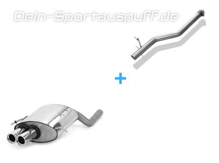 Fox Edelstahl Racing-Komplettanlage ab Kat Mercedes C-Klasse Sportcoupe CL203 1.8l 105kW 2x76mm rund eingerollt gerade mit Absorber