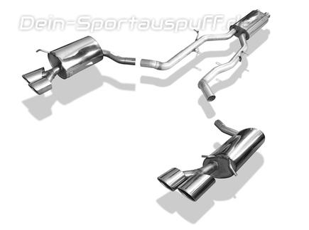 Fox Edelstahl Duplex Sportauspuffanlage ab Kat Mercedes C-Klasse W204 S204 6-Zylinder Limousine u. T-Modell mit Serien-Stoßstange 2x115x85mm oval eingerollt abgeschrägt