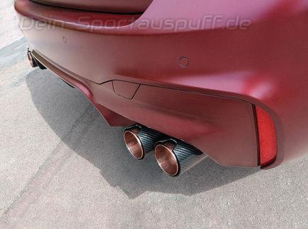 Eisenmann Edelstahl Duplex Sportauspuff BMW 5er F90 M5 Limousine je 2x90mm rund aus Carbon und Kupfer