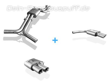 Fox Edelstahl Duplex Sportauspuff-Komplettanlage ab Kat Audi S5 quattro Coupe 4.2l je 2x90mm rund doppelwandig abgeschrägt