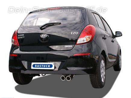 Bastuck Edelstahl Racing-Komplettanlage ab Kat Hyundai i20 Typ PB 2008-2014 2x76mm rund eingerollt abgeschrägt