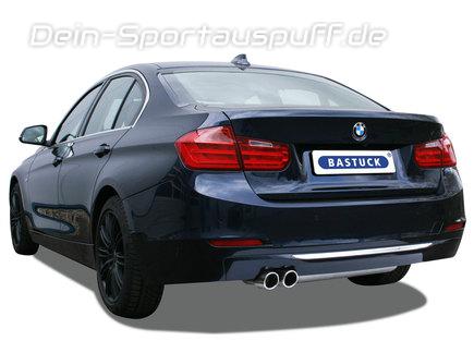 Bastuck Edelstahl Racing-Komplettanlage ab Kat BMW 3er F30 Limousine 1.6l Turbo 2x76mm rund eingerollt abgeschrägt