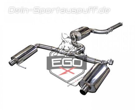 EGO-X Edelstahl Duplex Sportauspuff-Komplettanlage ab Kat mit Klappensteuerung Ø76mm Skoda Octavia RS TSI Typ 5E Limo Combi ab 2013 für originale Endrohre