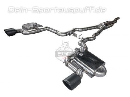 EGO-X Edelstahl Duplex Sportauspuff-Komplettanlage ab Kat mit Klappensteuerung Ø76mm Ford Mustang 6 Bj. 2013-2016 2.3l Ecoboost inkl. Endrohrsatz nach Wahl