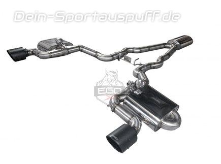 EGO-X Edelstahl Duplex Sportauspuff-Komplettanlage ab Kat mit Klappensteuerung Ø76mm Ford Mustang 6 Bj. 2013-2016 5.0l Ecoboost inkl. Endrohrsatz nach Wahl