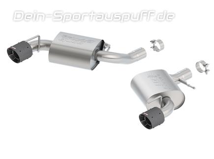 Borla S-TYPE Edelstahl Duplex Sportauspuff Ø70mm-System Chevrolet Camaro SS V8 Modelljahr 2016-17 je 114mm rund abgeschrägt aus Carbon mit Alu Inlet