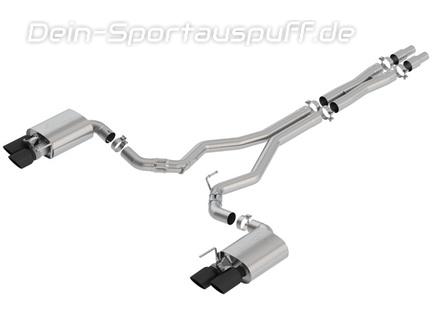 Borla ATAK Edelstahl Duplex Komplettanlage ab Kat mit Klappensteuerung Ford Mustang 6 GT Facelift ab 08/2017 je 2x102mm rund eingerollt abgeschrägt in schwarz
