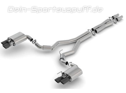 Borla S-TYPE Edelstahl Duplex Komplettanlage ab Kat mit Klappensteuerung Ford Mustang 6 GT Facelift ab 08/2017 je 2x102mm rund eingerollt abgeschrägt in schwarz