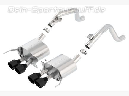 Borla S-TYPE Edelstahl Sportauspuff Corvette C7 ab 2014 (ohne original AFM & NPP) 4x108mm rund abgeschrägt mit schwarzer Keramik Beschichtung