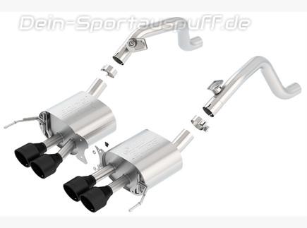 Borla ATAK Edelstahl Sportauspuff Corvette C7 ab 2014 (ohne original AFM & NPP) 4x108mm rund abgeschrägt mit schwarzer Keramik Beschichtung
