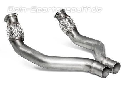 Akrapovic Edelstahl untere Downpipes mit Nach-Kat-Ersatzrohren Audi S6 RS6 C7 4G und S7 RS7 für OEM Audi Sport Akrapovic Auspuffanlage