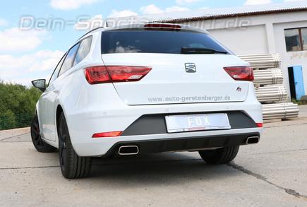 Fox Edelstahl Duplex Racing-Komplettanlage ab Kat Seat Leon ST 5F 1.2l 1.4l 1.8l (Mod. mit Starrachse) je 145x65mm trapezförmig eingerollt abgeschrägt