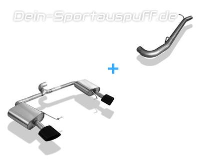 FOX Edelstahl Duplex Racing-Sportauspuffanlage ab Kat. Seat Leon ST Cupra 300 4Drive Typ 5F je 160x90mm oval schwarz eingerollt seitlich abgeschrägt