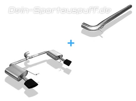 FOX Edelstahl Duplex Racing-Sportauspuffanlage ab Kat. Seat Leon ST Cupra 300 Typ 5F je 160x90mm oval schwarz eingerollt seitlich abgeschrägt