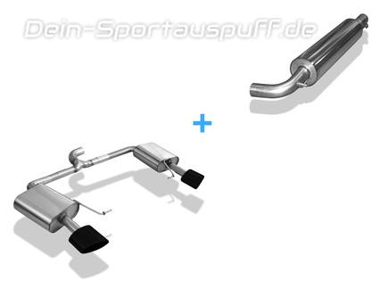 FOX Edelstahl Duplex Sportauspuffanlage ab Kat. Seat Leon ST Cupra 300 Typ 5F je 160x90mm oval schwarz eingerollt seitlich abgeschrägt