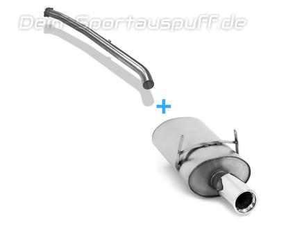 Fox Edelstahl Racing-Komplettanlage ab Kat BMW 3er E36 318is Limousine u. Coupe 1x90mm rund eingerollt gerade mit Absorber