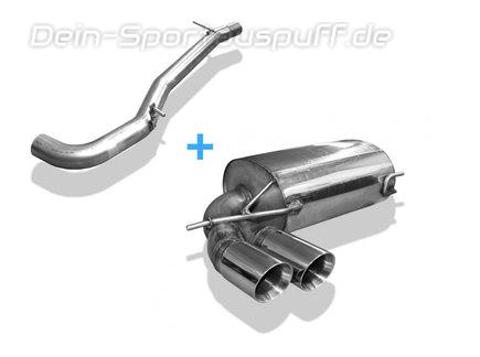 Fox Edelstahl Racing-Komplettanlage ab Kat Audi A3 8P quattro 2x90mm rund doppelwandig abgeschrägt