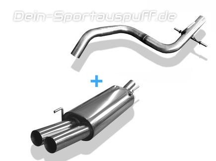 Fox Edelstahl Racing-Komplettanlage ab Kat VW Golf 4 Cabriolet 2x76mm rund scharf gerade