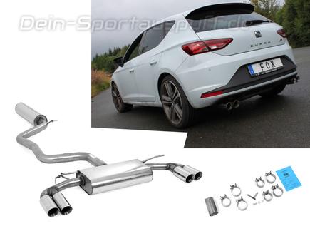 Fox Edelstahl Duplex Sportauspuff-Komplettanlage ab Kat Seat Leon 5F Cupra 300 je 2x80mm rund doppelwandig abgeschrägt